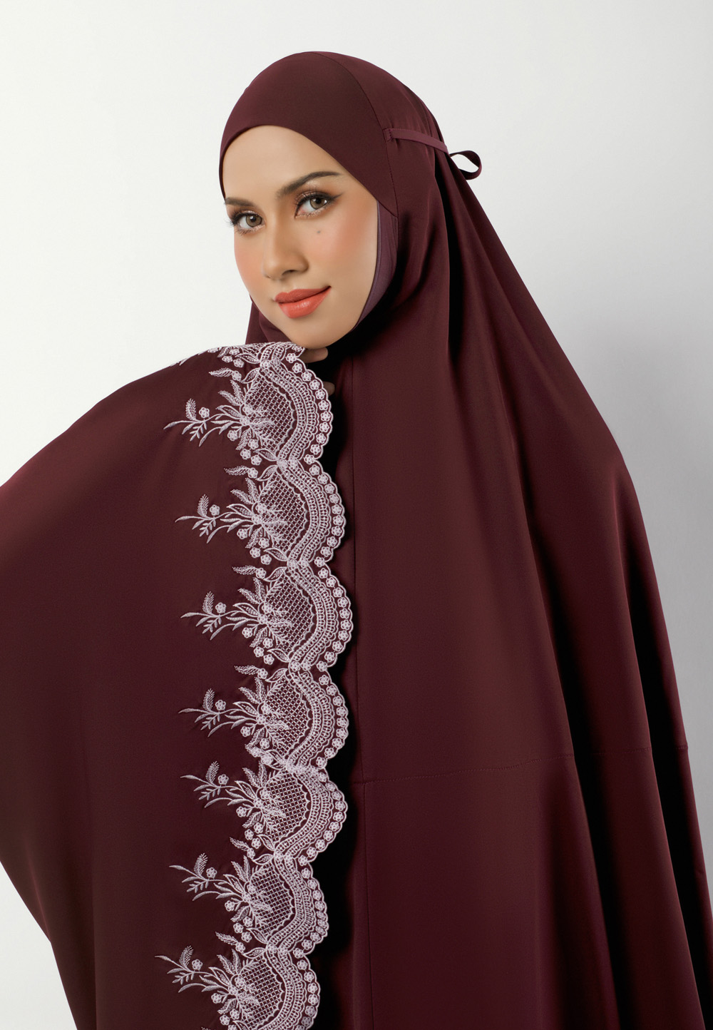 TELEKUNG IMANI PLAIN EMBROIDERY IN MAROON